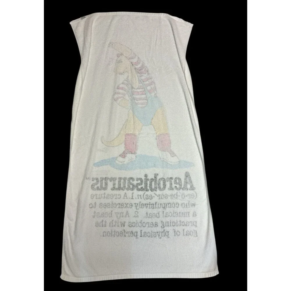 VTG 1980s Jay Franco Aerobisaurus Beach Towel Exercise Aerobics Dinosaur